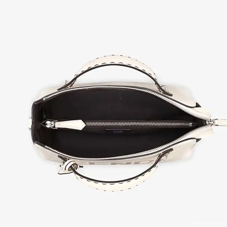 Affordable HOT White The By ROMA Calf Way Leather Fendi Bag Medium In Logo Boston 0417